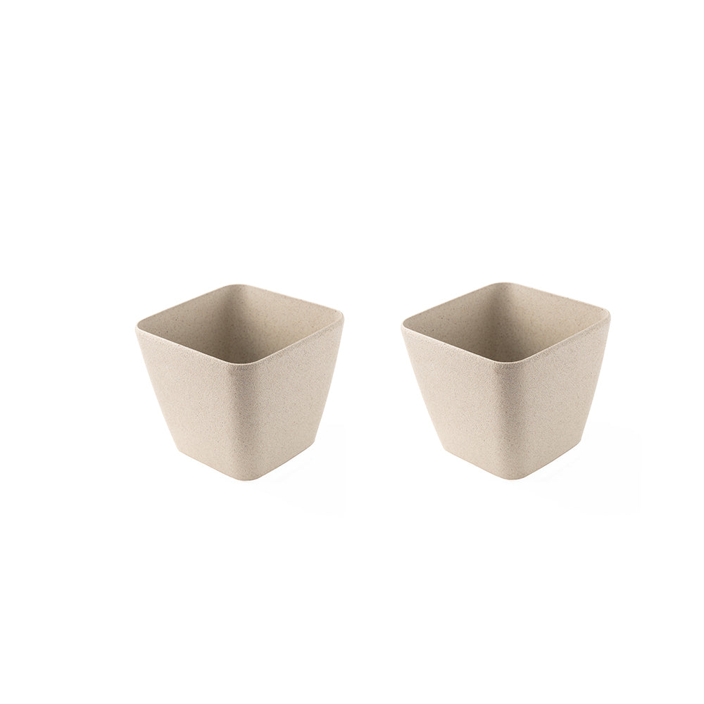 Irida Naturals Rice Husk and Bamboo Fiber Sakura Pot and Planter - 4"- Set of 2