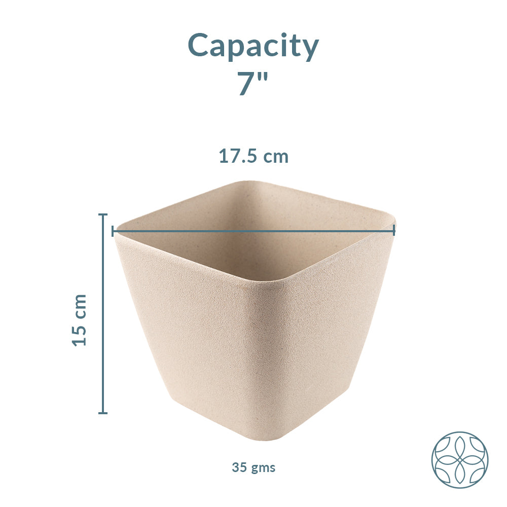 Irida Naturals Rice Husk and Bamboo Fiber Sakura Pot and Planter - 7"- Set of 2