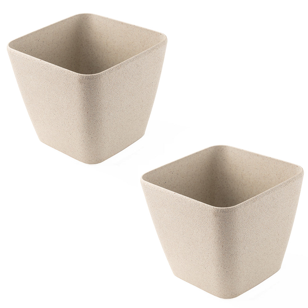 Irida Naturals Rice Husk and Bamboo Fiber Sakura Pot and Planter - 9"- Set of 2