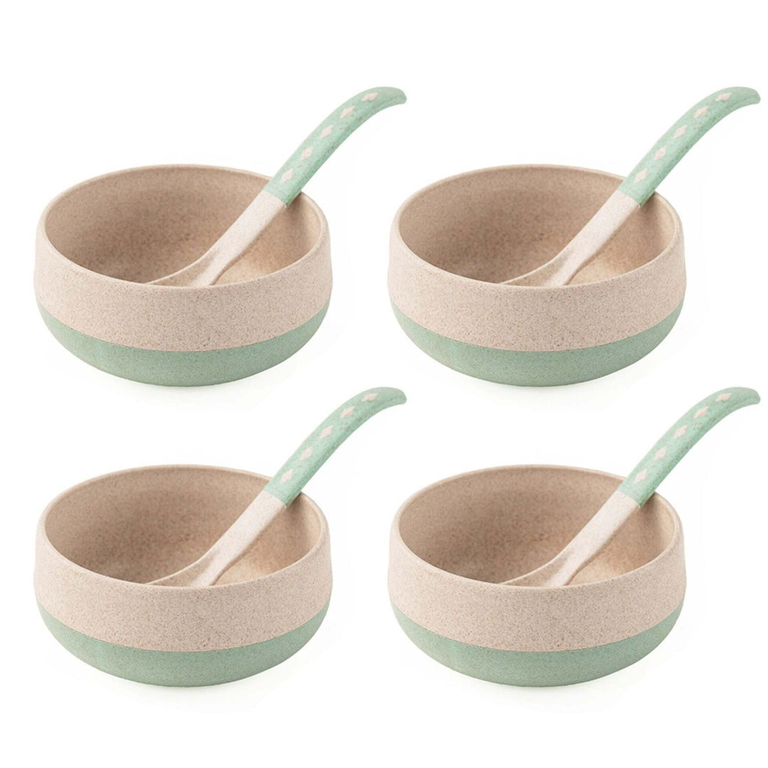 Rice husk And Bamboo Fiber Soup Bowls With Spoons
