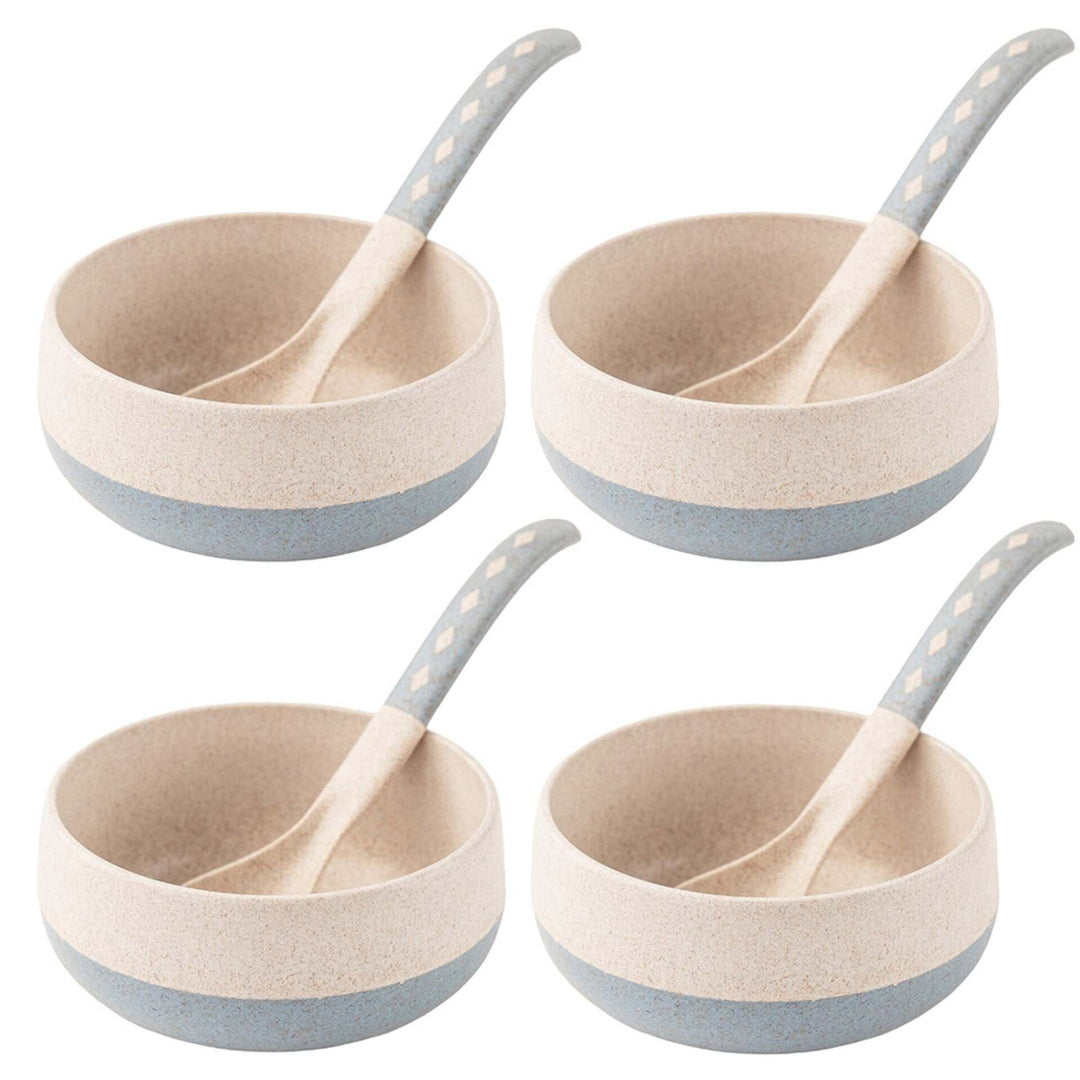 Rice husk And Bamboo Fiber Soup Bowls With Spoons