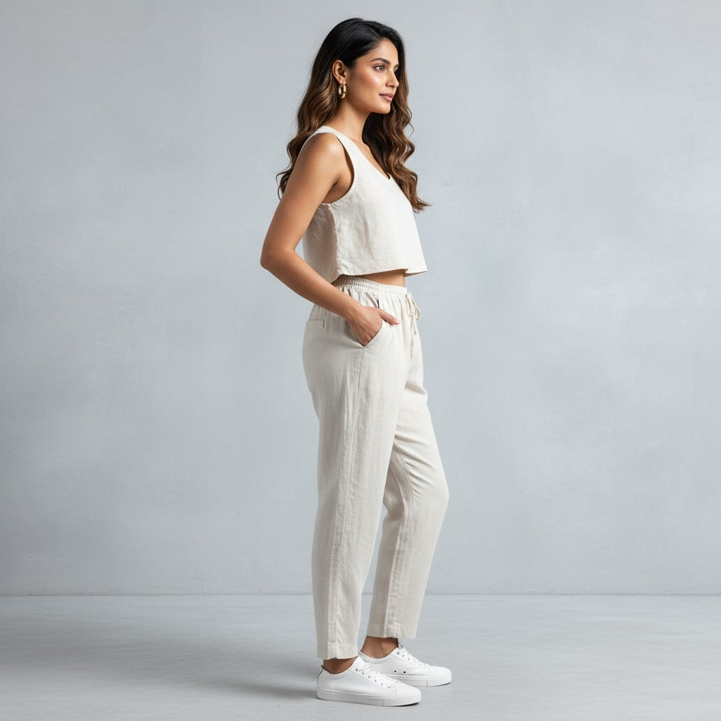 100% Premium Linen Relaxed fit Pants- Women