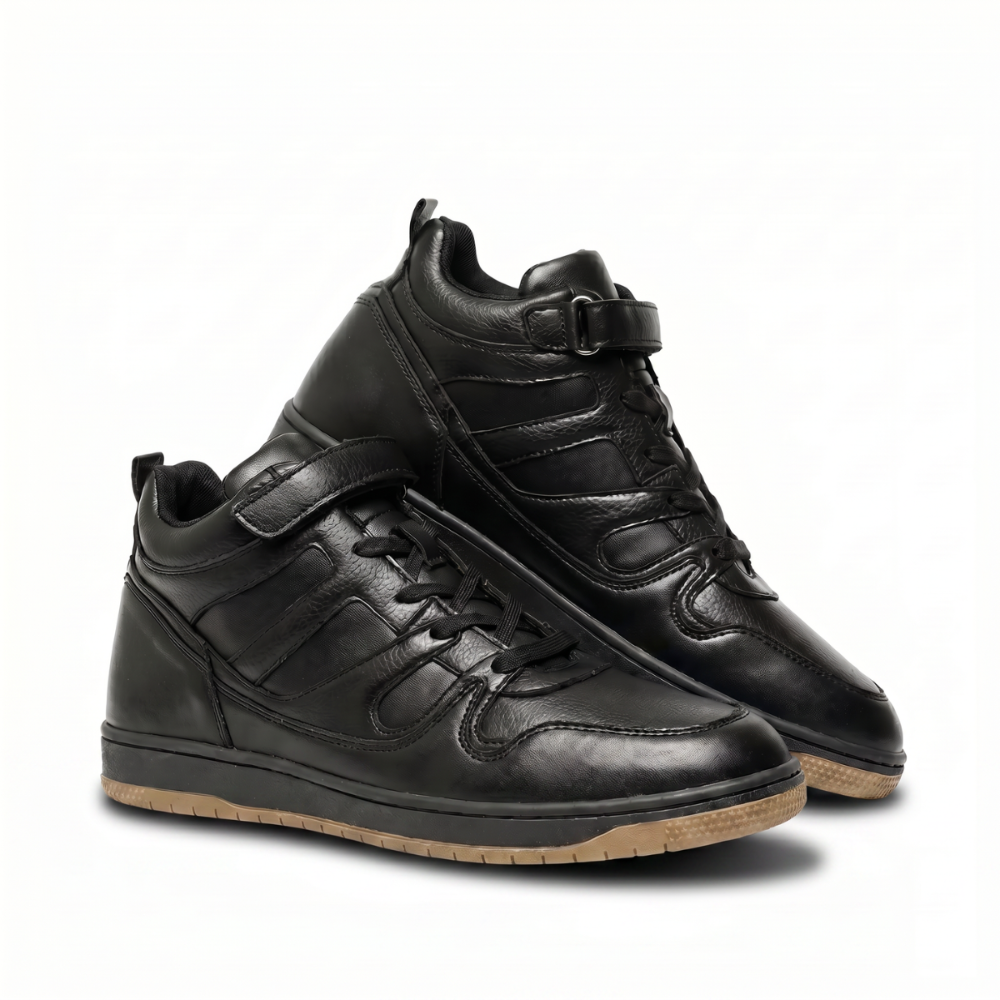 Rise Black High-Top Strap Sneakers