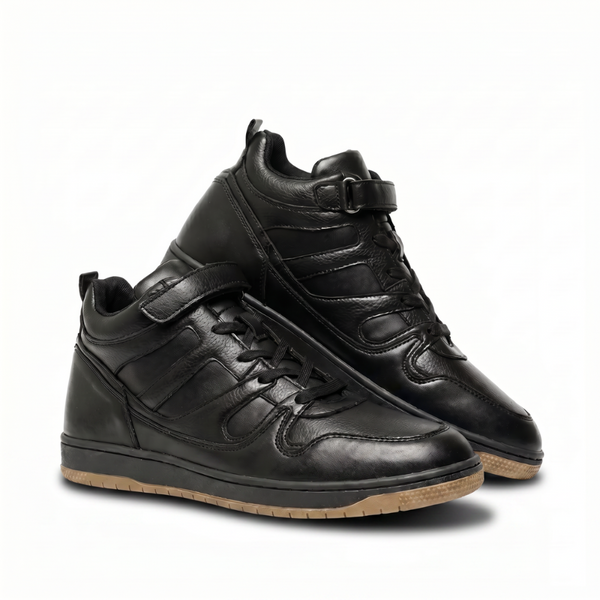 Rise Black High-Top Strap Sneakers