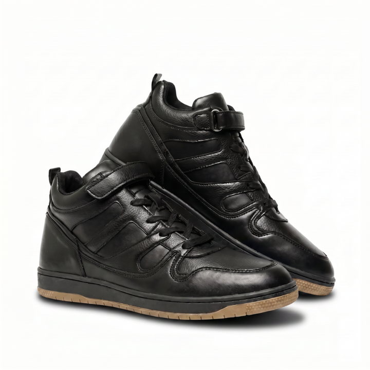 Rise Black High-Top Strap Sneakers