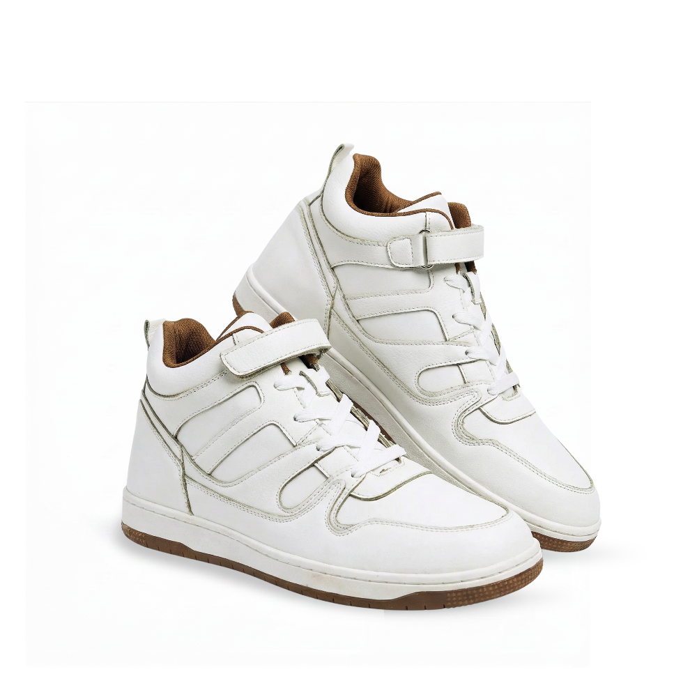 Rise White  High-Top Strap Sneakers