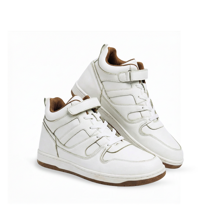 Rise White  High-Top Strap Sneakers