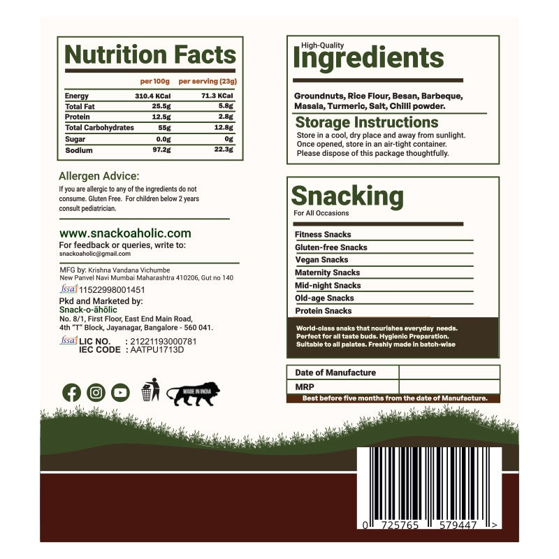 Snack-O-Aholic Roasted Barbeque Peanut