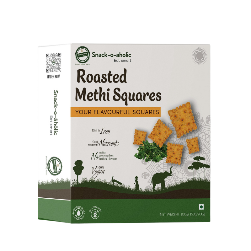 Snack-O-Aholic Roasted Methi squares Pack of 3