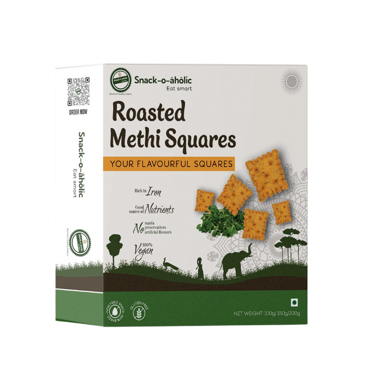 Snack-O-Aholic Roasted Methi squares
