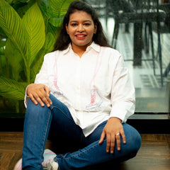 Roller Skates Embroidered Women Shirt - White