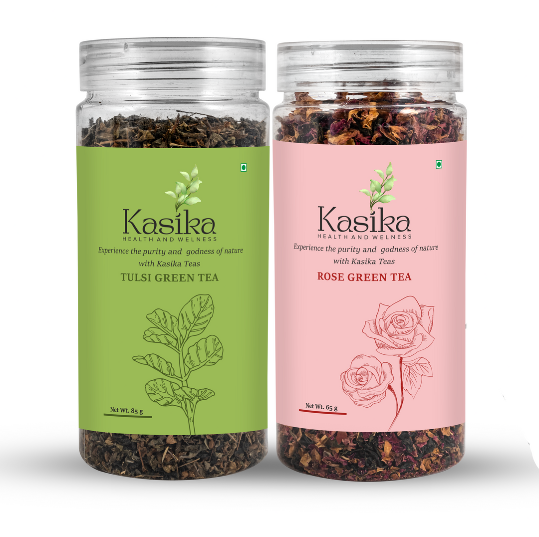 Kasika Rose and Tulsi Tea Caffeine Free Combo in Loose Tea