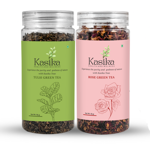 Kasika Rose and Tulsi Tea Caffeine Free Combo in Loose Tea