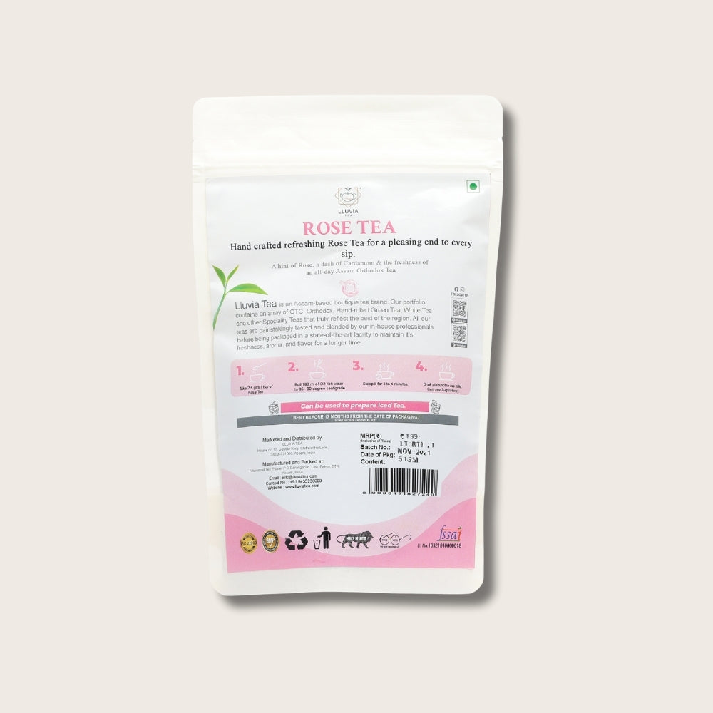 Lluvia Tea Rose tea zipper| high in vitamins & antioxidants| 50g