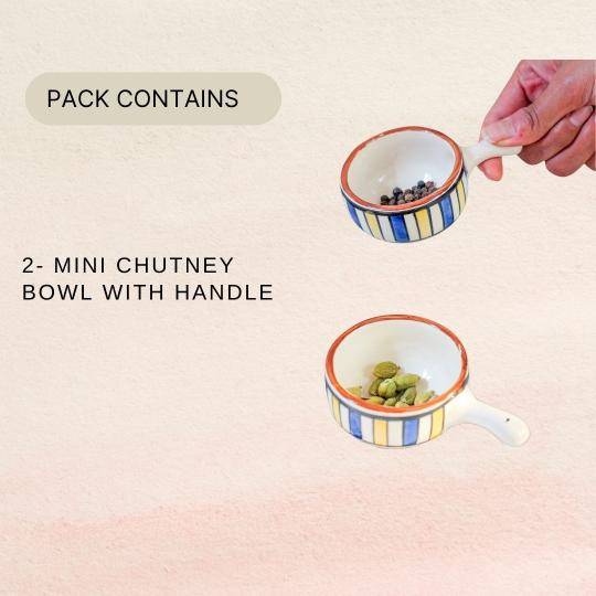 Mini chutney bowl set of 2 with handle - https://artecasa.in/