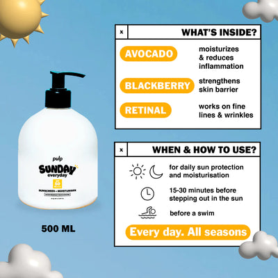 Sunday Everyday - Body Sunscreen + Moisturiser (SPF 50) - 500 ml