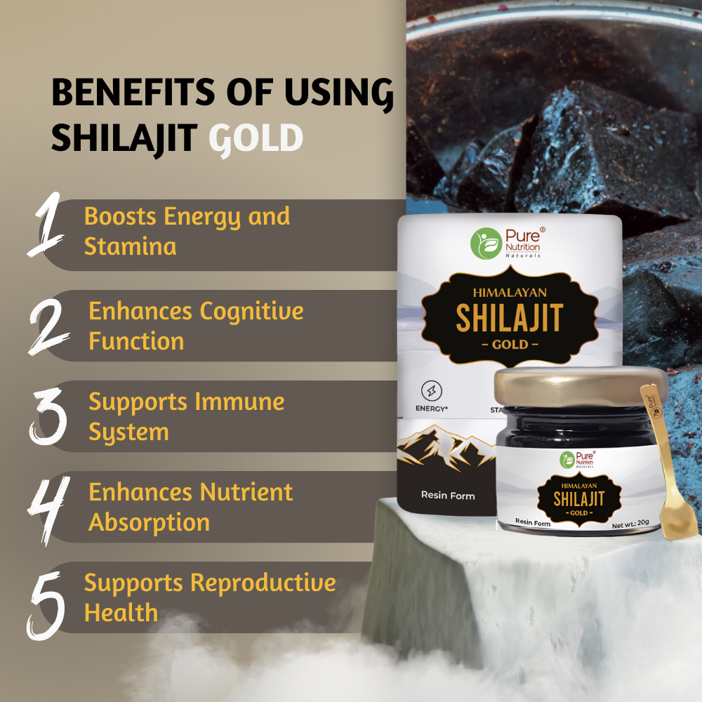 Shilajit Gold Resin  Ashwagandha, Safed Musli, Saffron & Swarna Bhasma | 20g