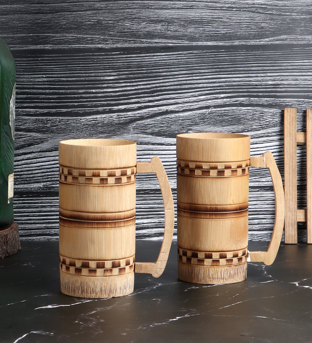Handmade Bamboo Beer Mug with Smoked Finish