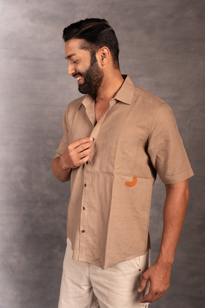 Buy Men's Short Sleeve Khadi Shirt – Handmade Detailing & applique