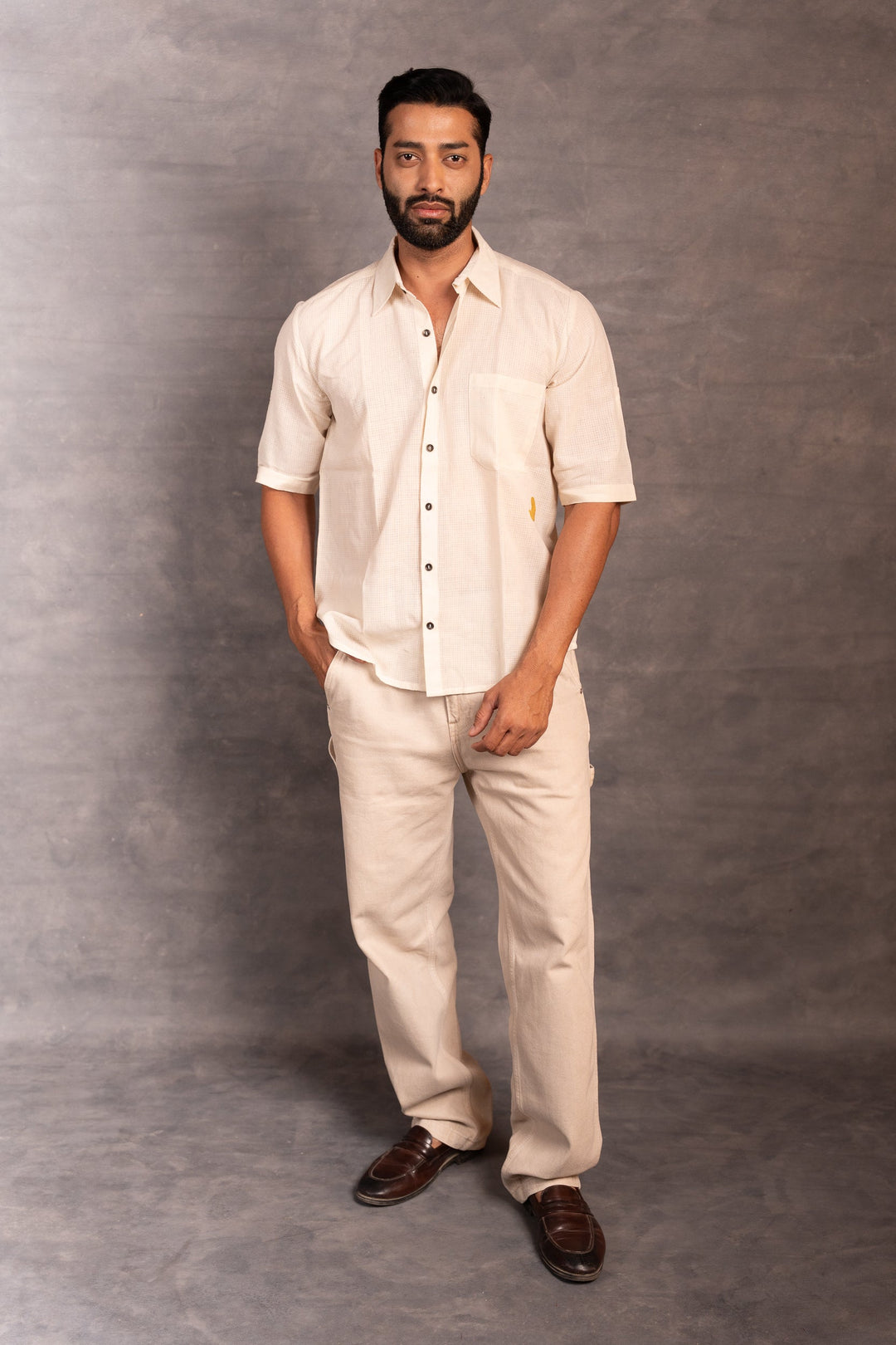 Handwoven Khadi Short Sleeve Shirt – Classic Ivory