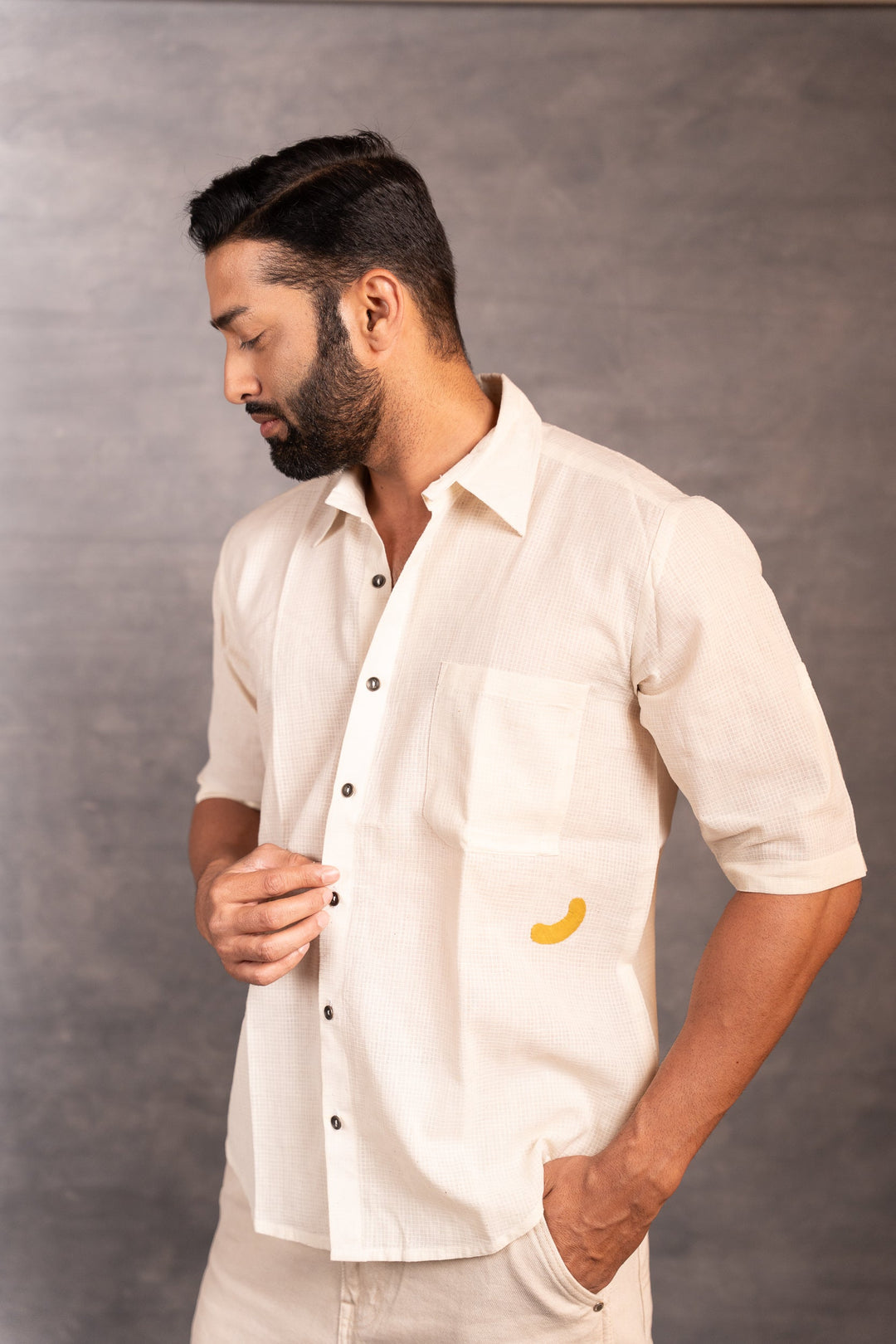 Handwoven Khadi Short Sleeve Shirt – Classic Ivory