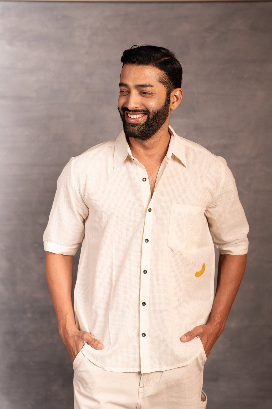 Handwoven Khadi Short Sleeve Shirt – Classic Ivory