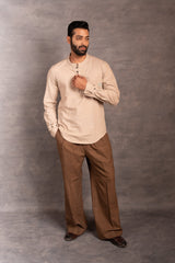 Handwoven Khadi Full-Sleeve Shirt with Applique Detailing