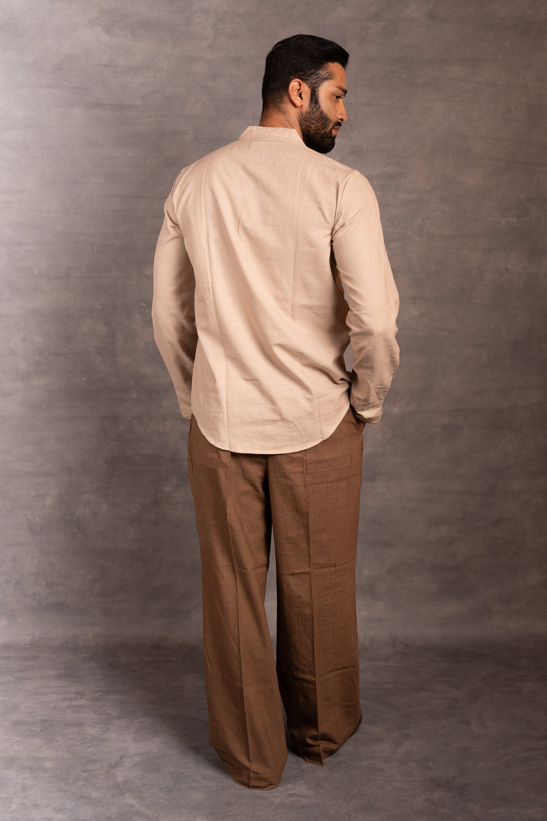 Handwoven Khadi Full-Sleeve Shirt with Applique Detailing