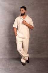 Handwoven Khadi Hoodie with Hand Applique & half Sleeves – Artisan Made