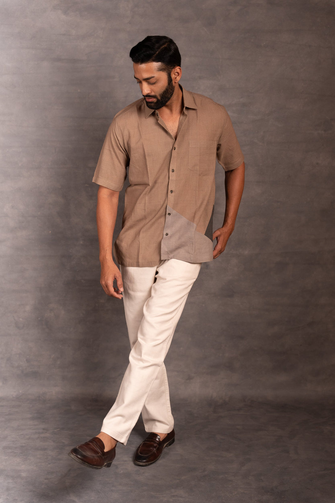 Handwoven Khadi Shirt with Applique Detailing