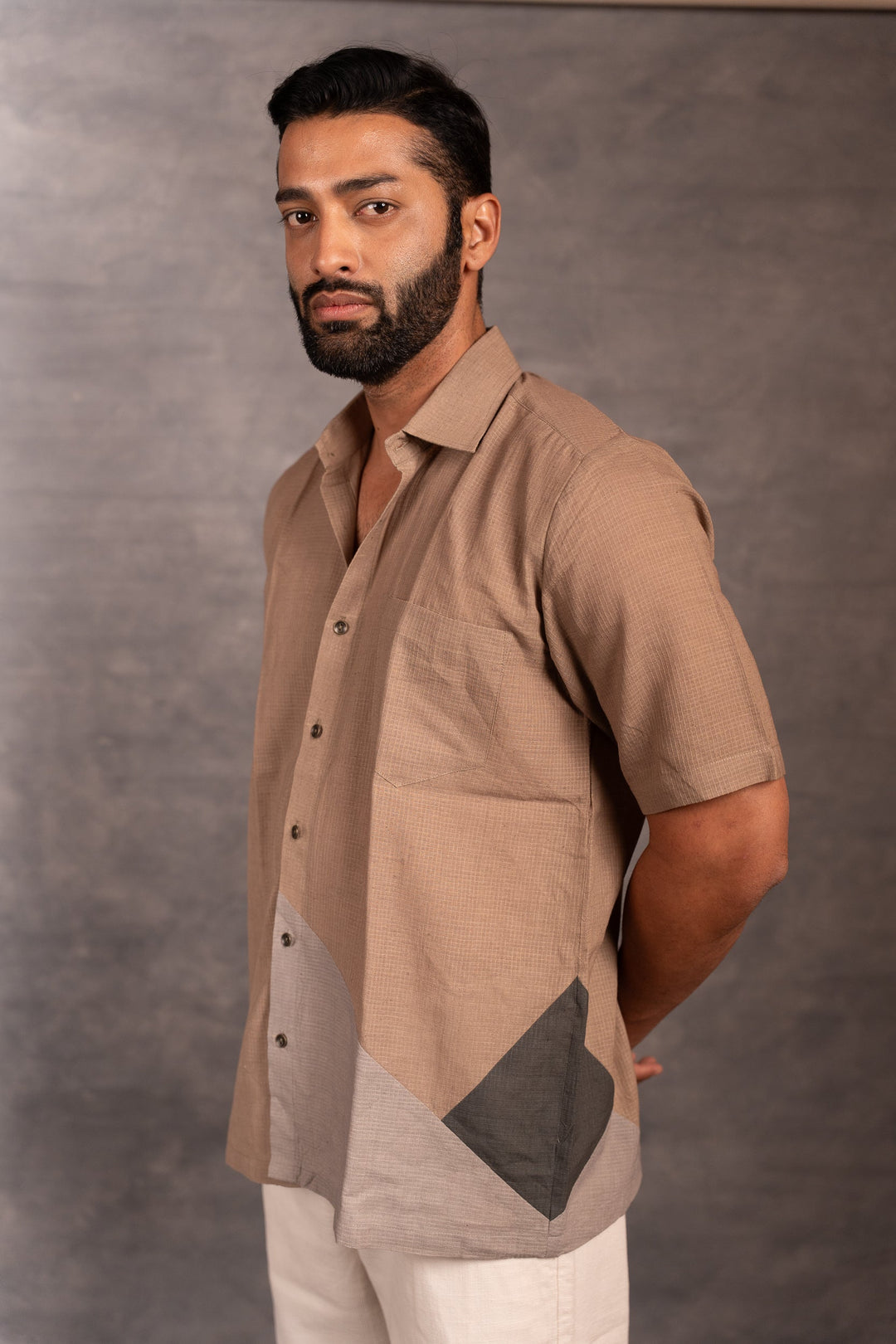 Handwoven Khadi Shirt with Applique Detailing