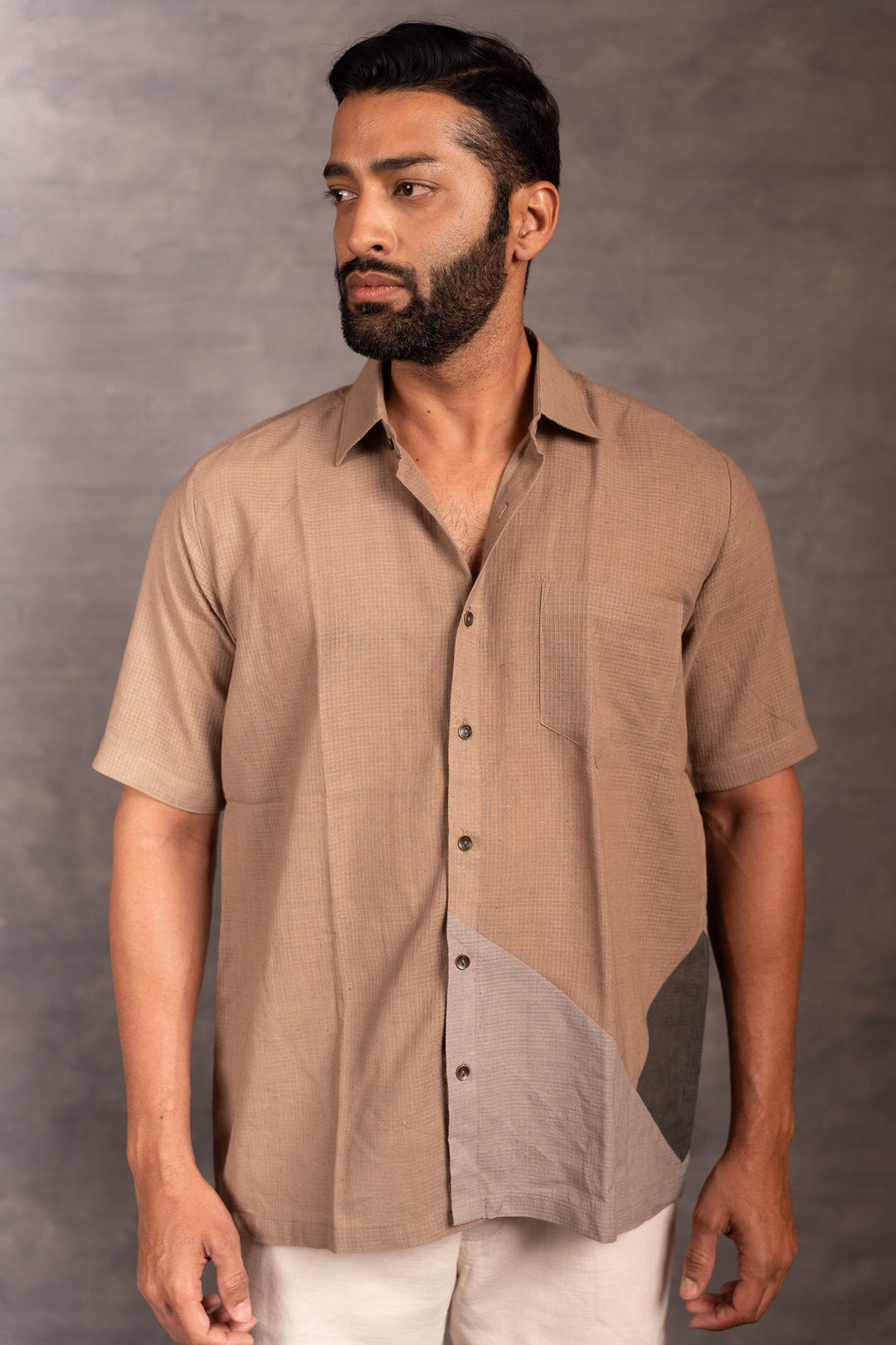 Handwoven Khadi Shirt with Applique Detailing