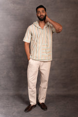 The Artisan's Grid: Handwoven Khadi Hoodie with Kangaroo Pockets