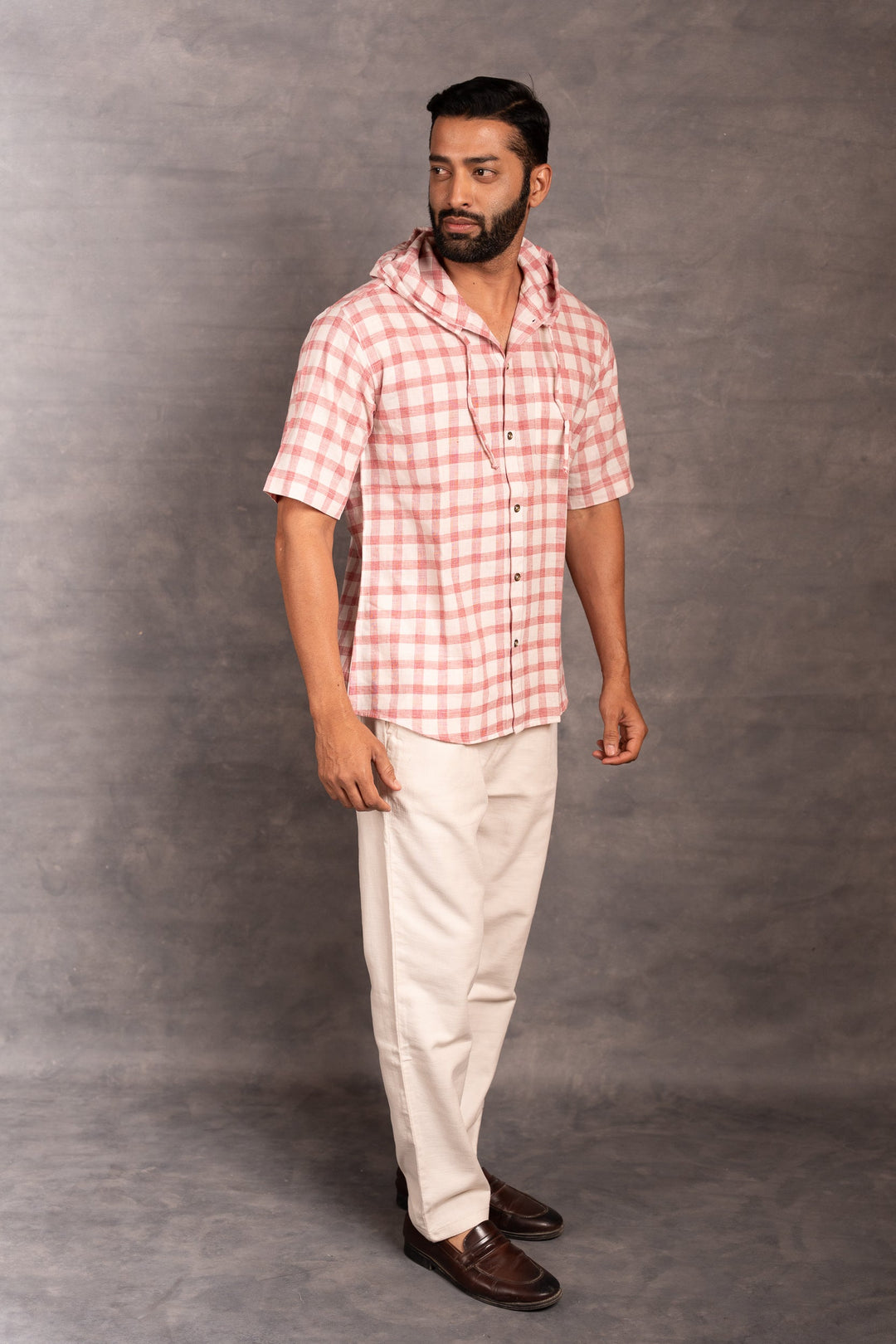 Handwoven Khadi Checkered  Hoodie – Artisan Handwork