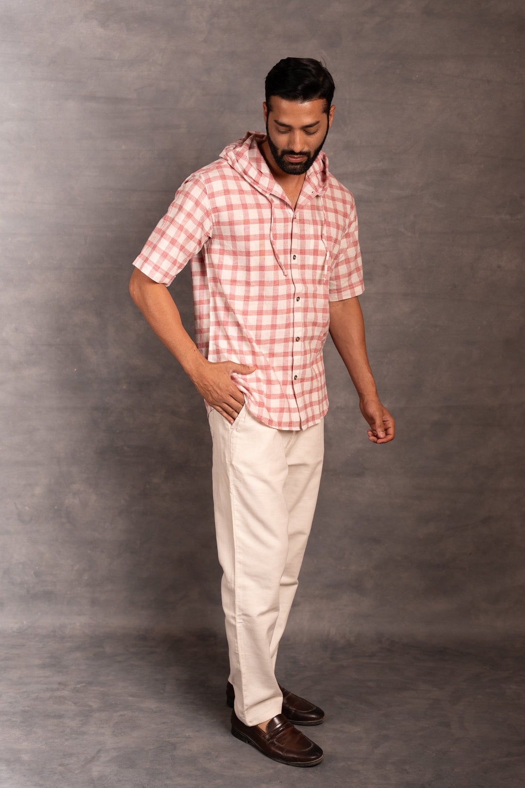 Handwoven Khadi Checkered  Hoodie – Artisan Handwork