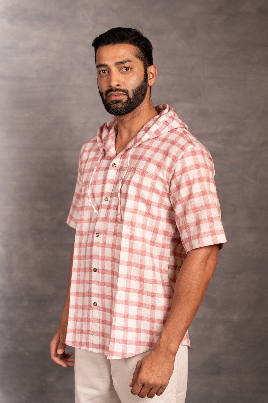 Handwoven Khadi Checkered  Hoodie – Artisan Handwork