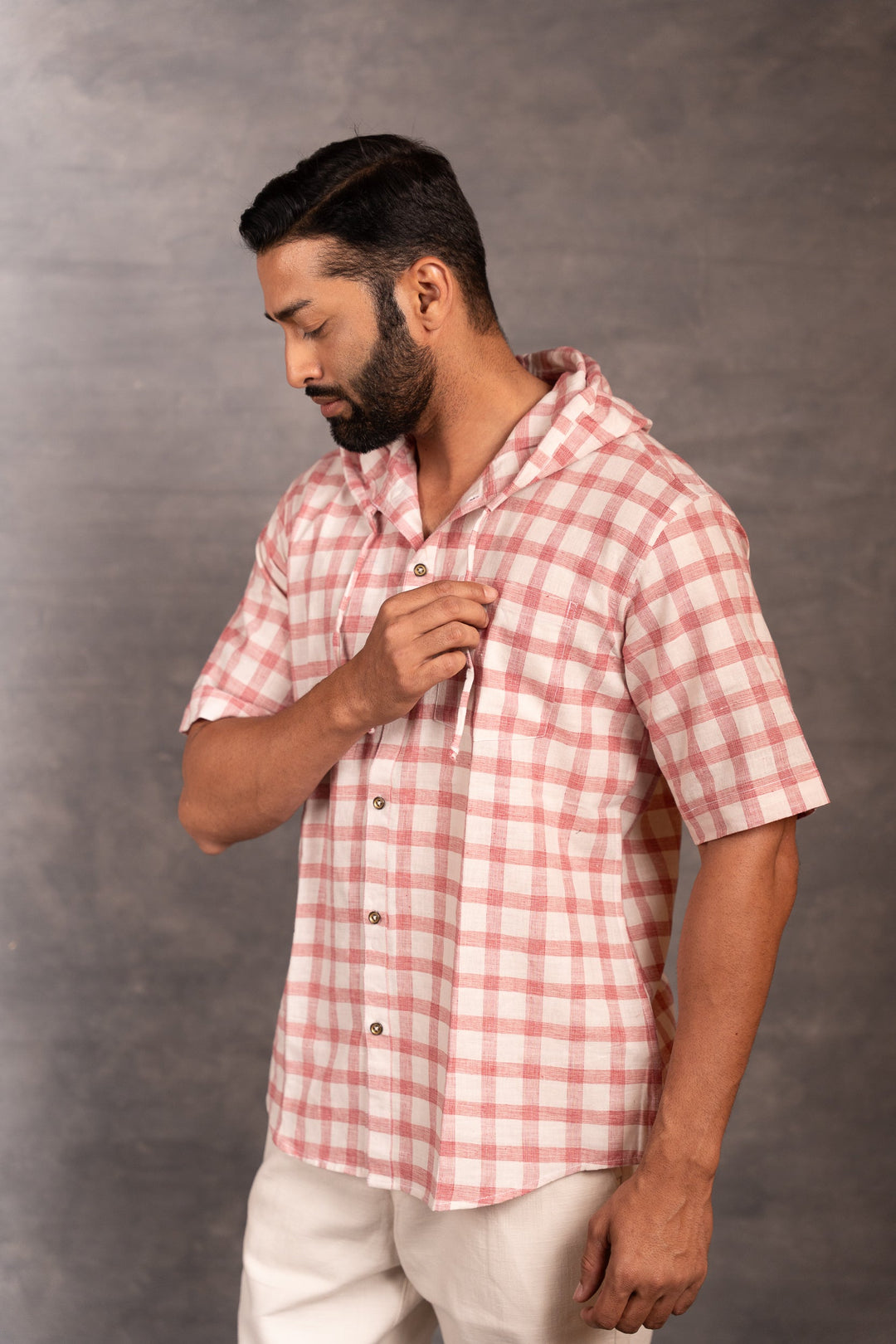 Handwoven Khadi Checkered  Hoodie – Artisan Handwork