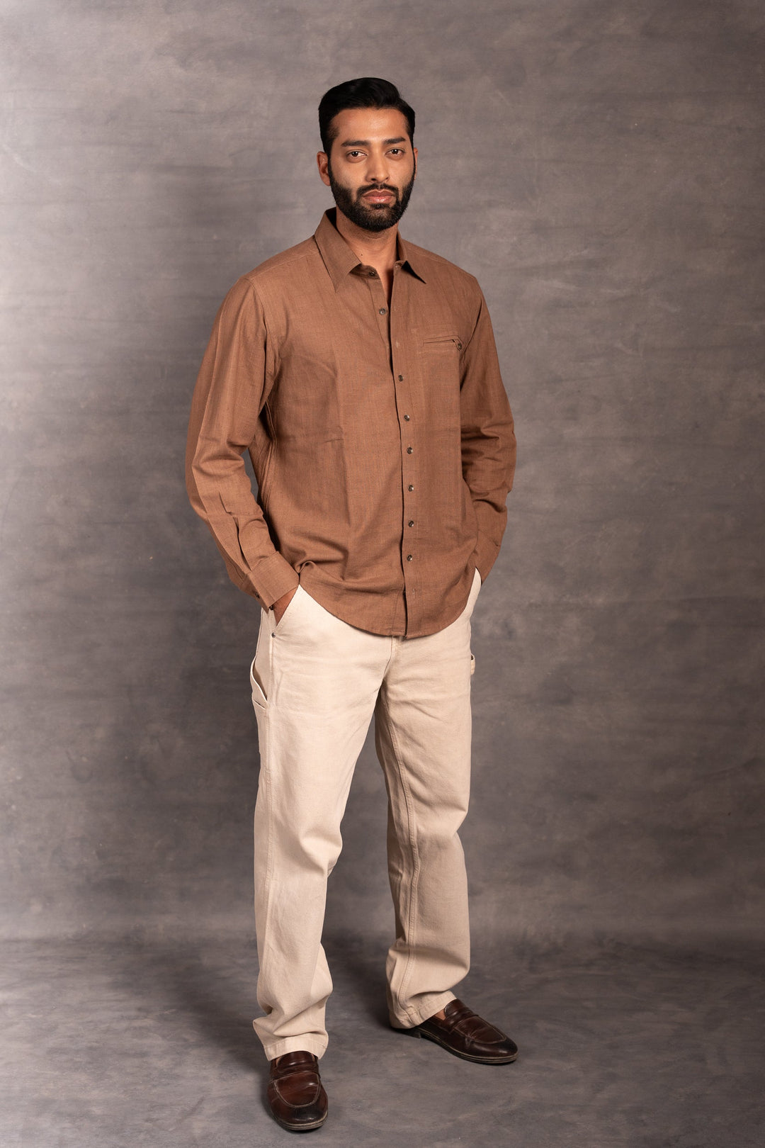 Minimalist Handwoven Khadi Shirt – Full Sleeve Elegance