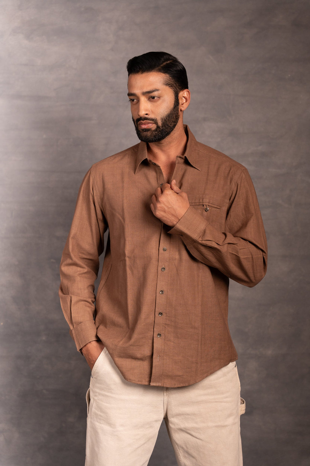 Minimalist Handwoven Khadi Shirt – Full Sleeve Elegance