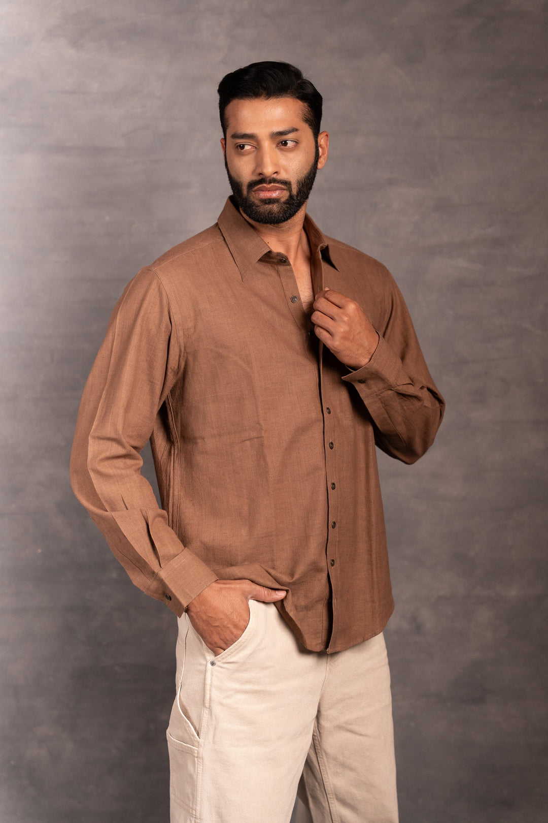 Minimalist Handwoven Khadi Shirt – Full Sleeve Elegance