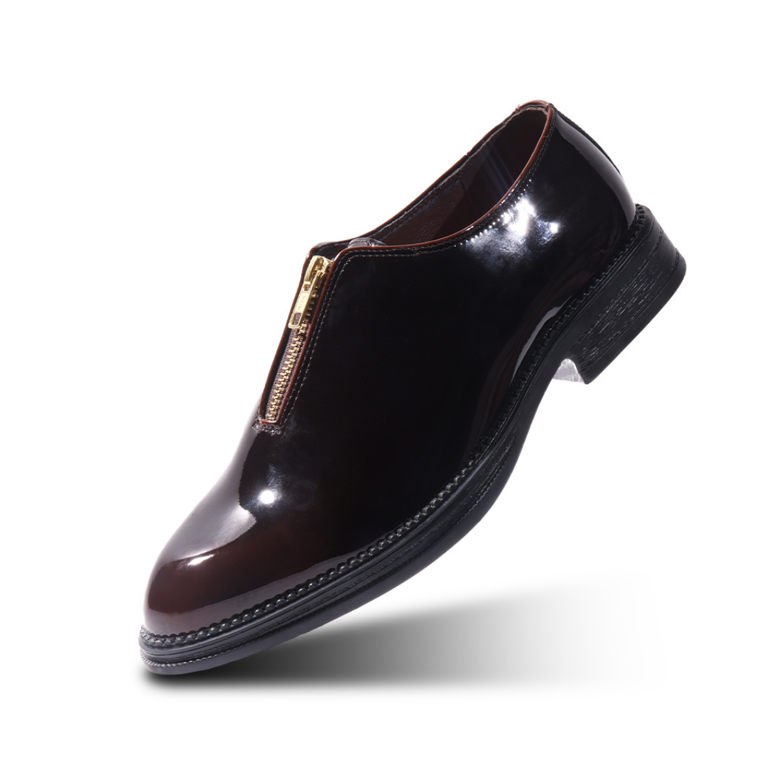 Monkstory Atelier 1937 Zip Up Glossy Oxford Slip-Ons – Burgundy