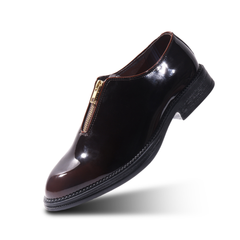 Monkstory Atelier 1937 Zip Up Glossy Oxford Slip-Ons – Burgundy