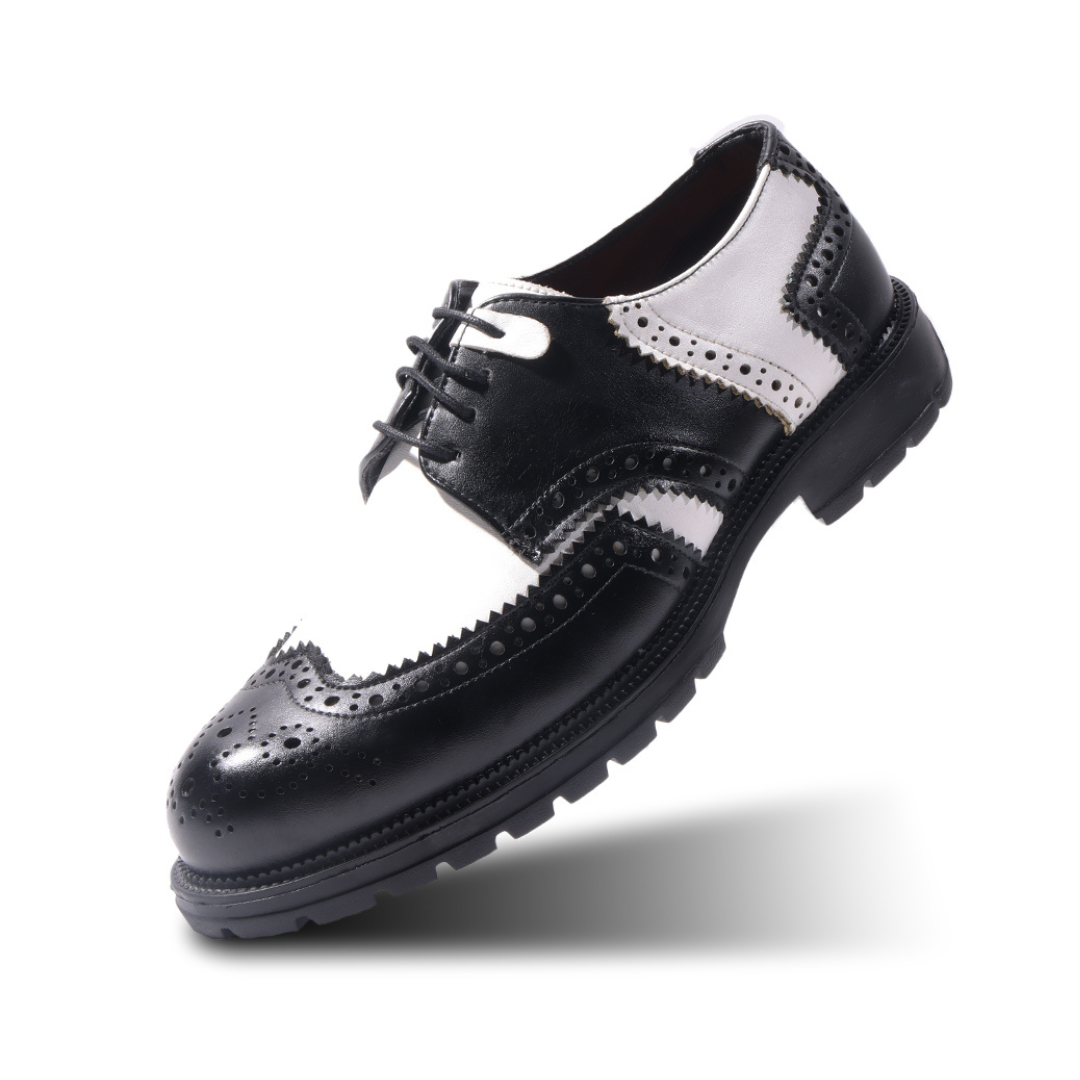 Monkstory Atelier 1900 Wingtip Bicolor Brogue Lace-Ups – Black & White