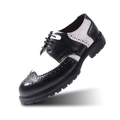 Monkstory Atelier 1900 Wingtip Bicolor Brogue Lace-Ups – Black & White