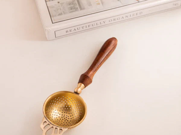 Lluvia Tea Brass Tea Strainer With Handle