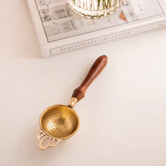 Lluvia Tea Brass Tea Strainer With Handle