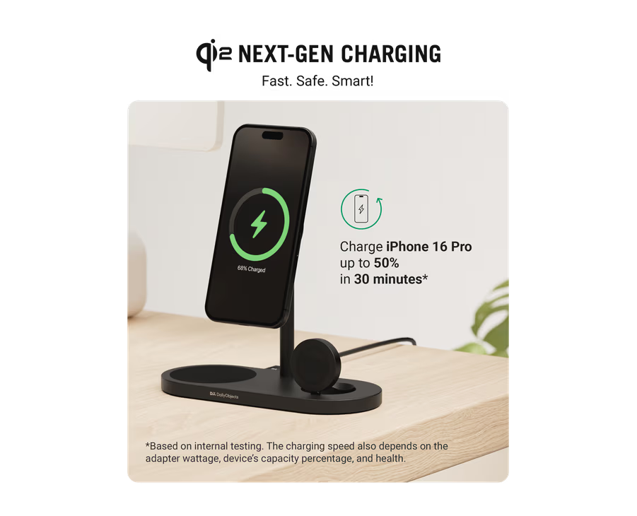 SURGE 3-In-1 Qi2-Certified Magsafe-Compatible Wireless Charger