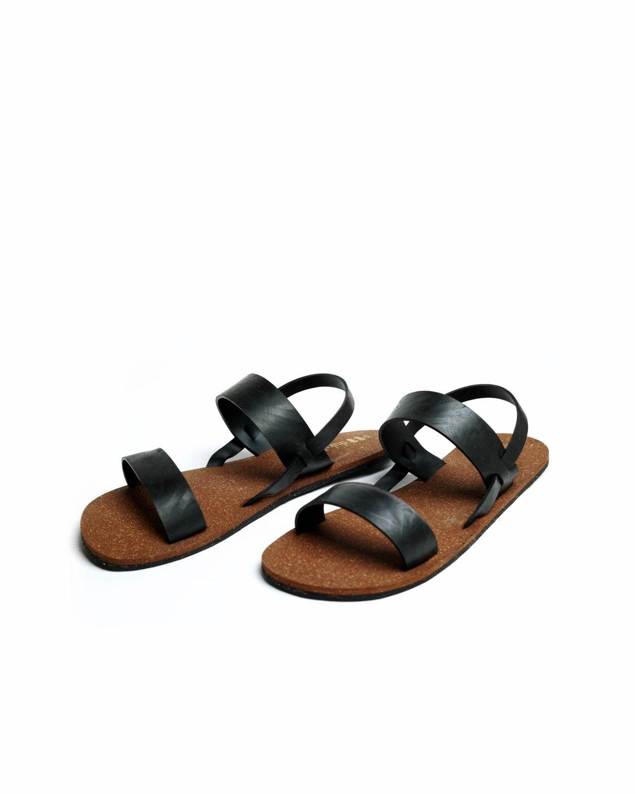 Sade Slingback Cork Flat Sandals for Women (Brown)