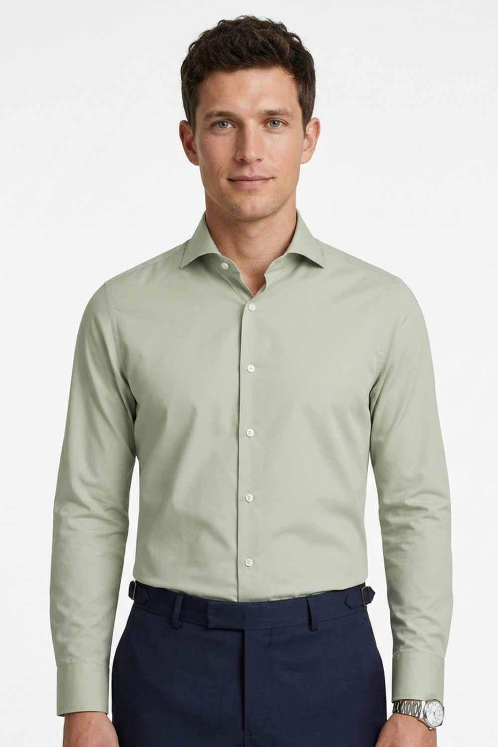 Venhoma Cotton Men's Sage Green Shirt