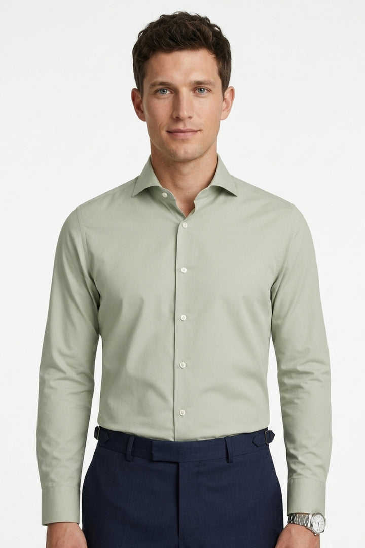 Venhoma Cotton Men's Sage Green Shirt